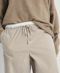 Mango Women's Elastic Detail Striped Pajama Pants