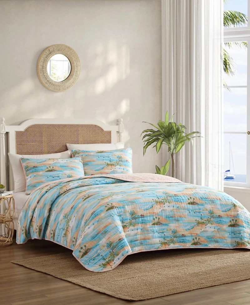 Closeout! Tommy Bahama Bon Voyage Cotton Reversible 3-Pc. Quilt Set, King