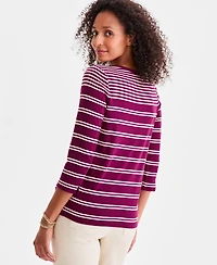 Style & Co Women's Printed Pima Cotton 3/4-Sleeve Top, Exclusively at Macy's
