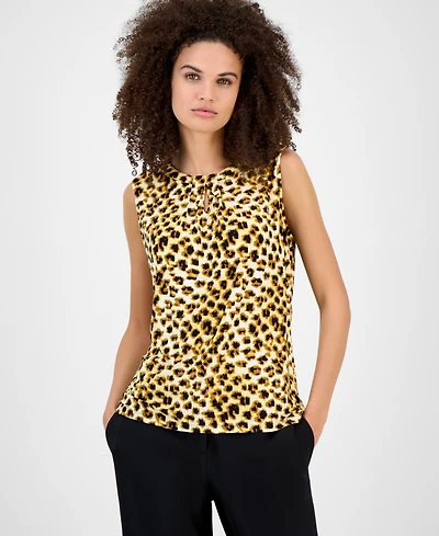Kasper Women's Printed Keyhole-Neck Tank