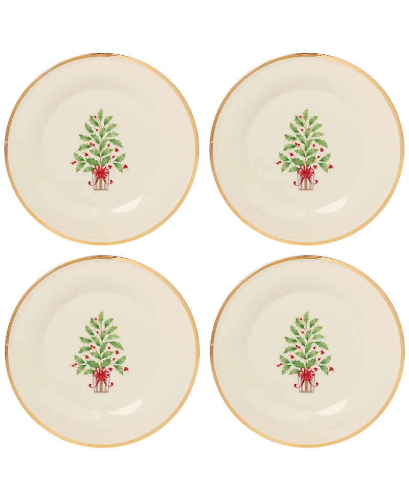 Lenox Holiday Tree Accent Plates, Set of 4