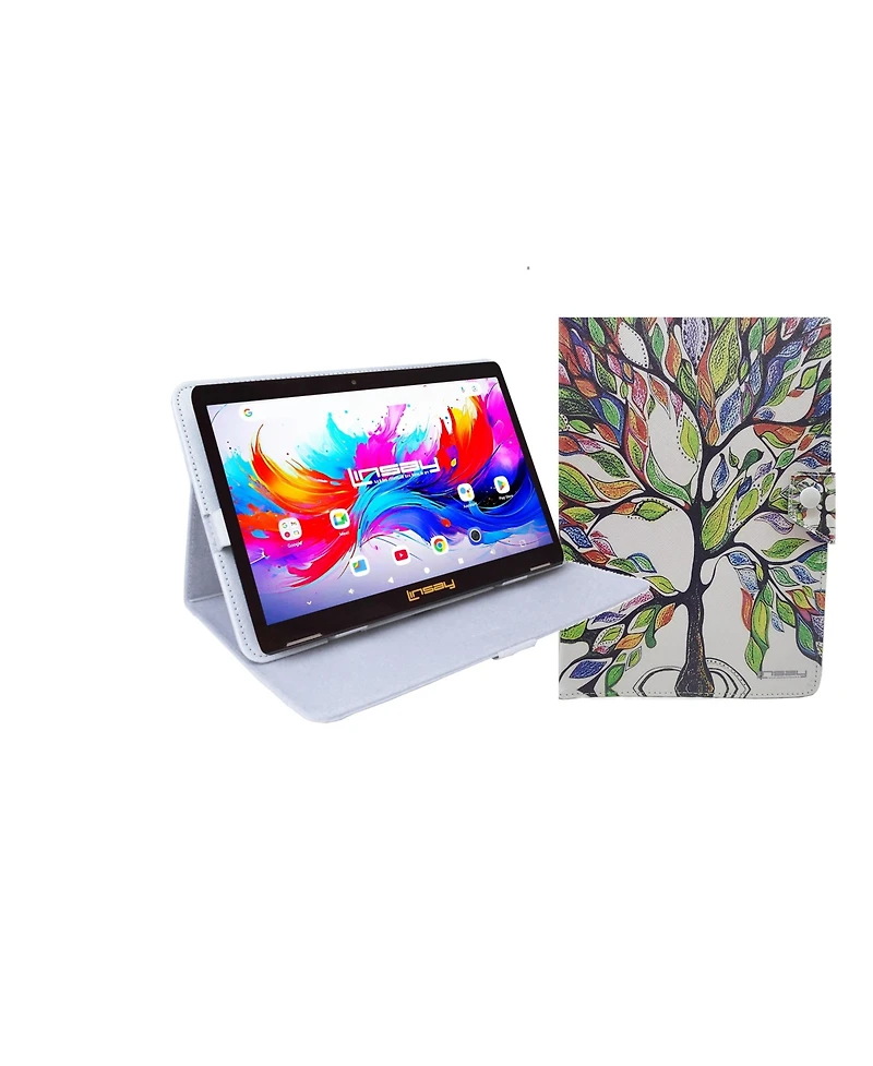 Linsay 10.1"Octa Core 256GB Storage Android 15 Tablet with Tree Marble Case