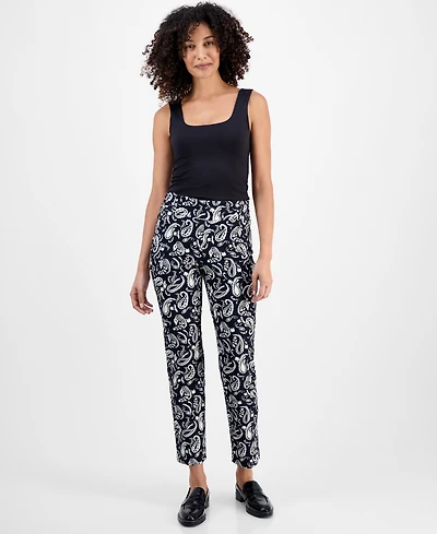 Jm Collection Petite Paisley Rivet-Waist Pull-On Pants, Macy's Exclusive