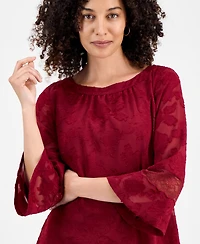 Jm Collection Petite Jacquard Lace-Inset Blouse, Macy's Exclusive