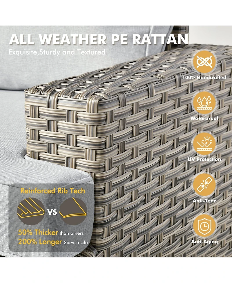 Xizzi Wicker Outdoor Patio Furniture Set, 9PCS Rattan Modular Sectional Sofa,Outside Swivel Rocking Chairs Coversation Set with Side Table