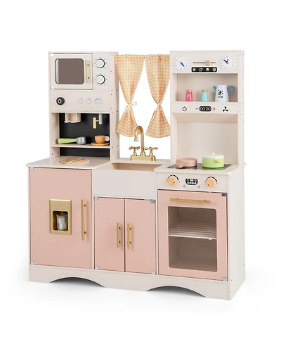 Kids Kitchen Playset with Microwave and Coffee Maker for Ages 3+