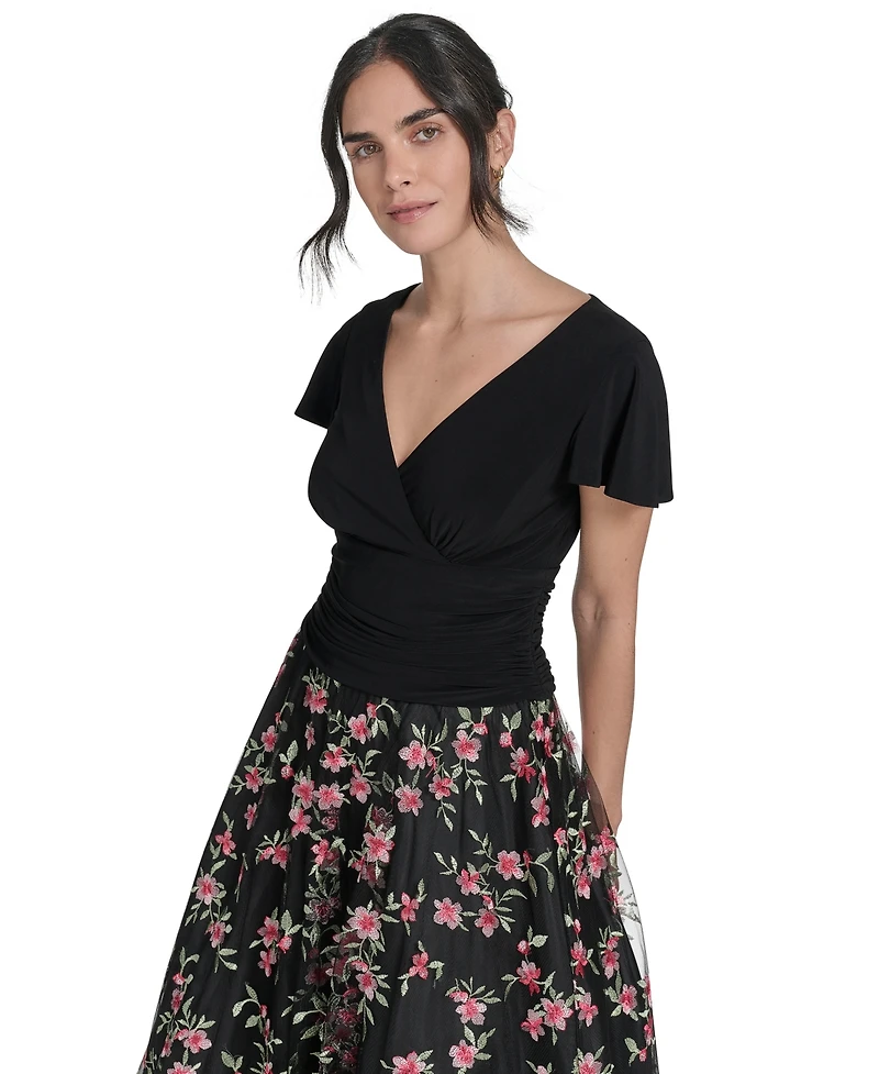 Jessica Howard Women's Embroidered-Skirt Fit & Flare Dress