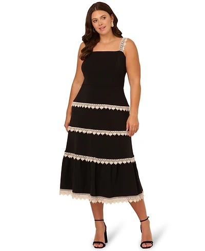 Adrianna Papell Plus Sleeveless Ponte-Knit Midi Dress