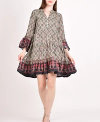Raas Women's Boho Green Mini Dress