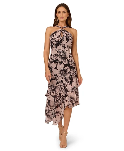 Adrianna Papell Women's Halter Chiffon Midi Dress