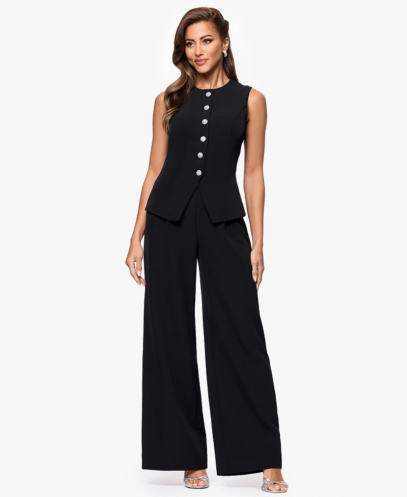 Xscape Women's Scuba Crepe Sleeveless Straight-Leg Jumpsuit