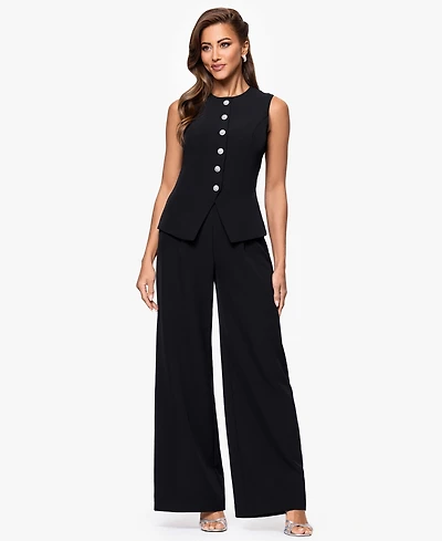 Xscape Women's Scuba Crepe Sleeveless Straight-Leg Jumpsuit