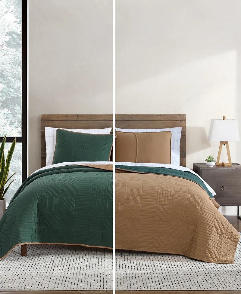 Eddie Bauer Solid Washed Microfiber Reversible 3-Pc. Quilt Set, King