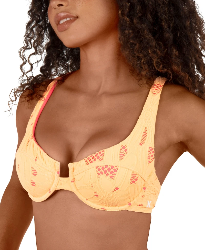 Hurley Juniors' Floral Field Underwire Bikini Top