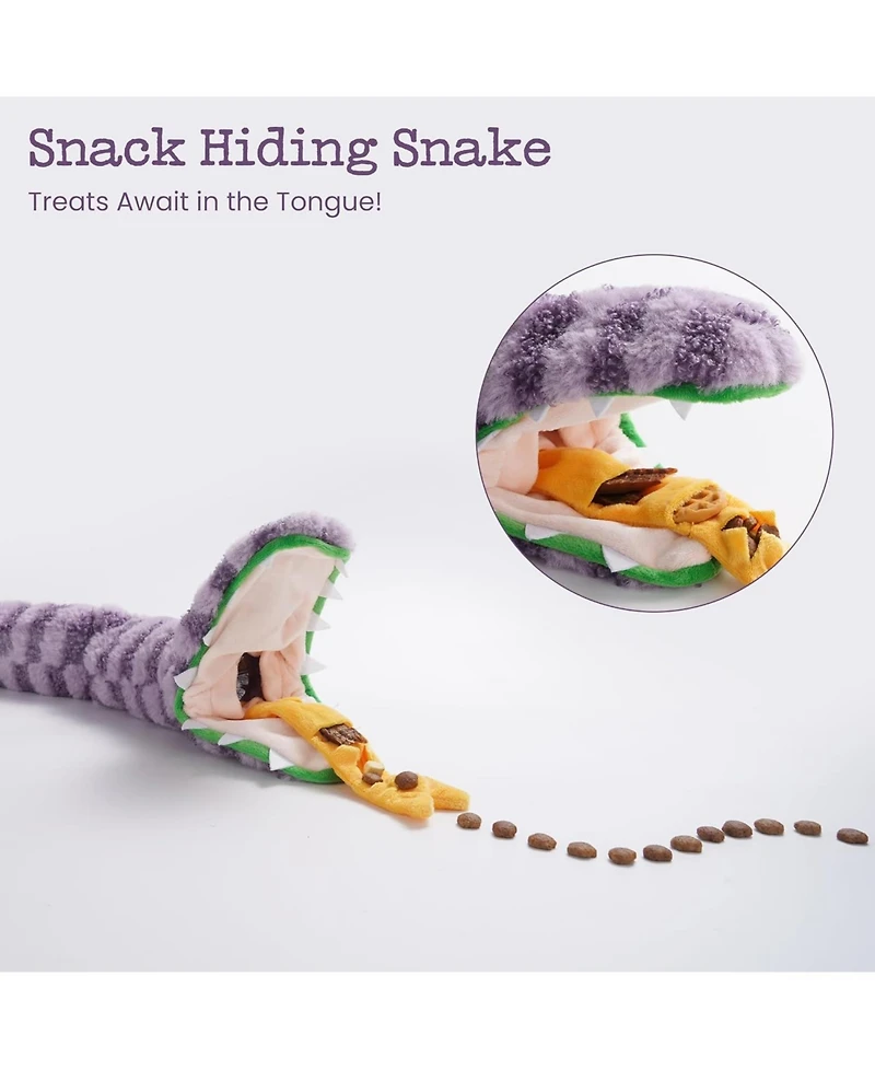 Nocciola Snacker Snake Snuffle Dog Toy, No Stuffing Squeaky&Crinkle Plush Toy
