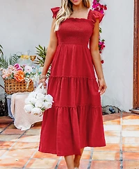 Cupshe Women's Spiced Cherry Red Midi Beach Dress