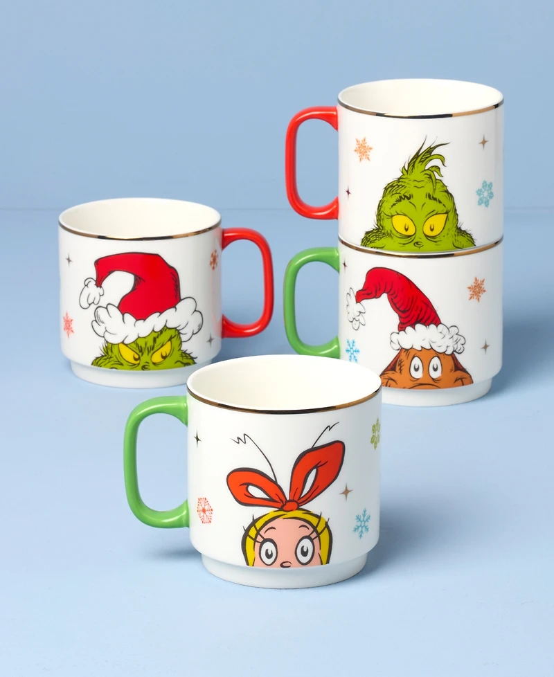 Lenox Merry Grinchmas Stackable Mugs, Set of 4