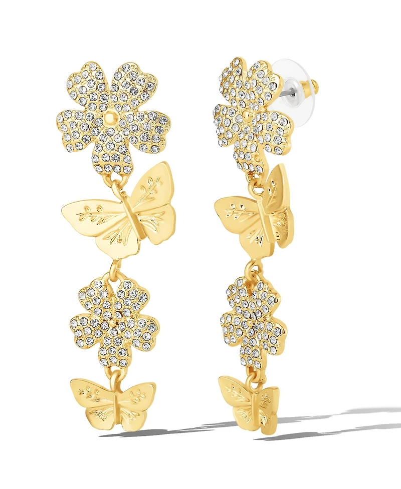 Jessica Simpson Vertical Butterfly Drop Earrings with Shiny Gold Finish