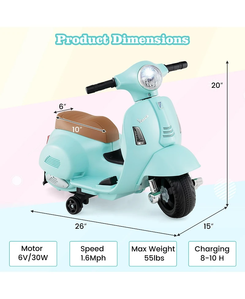 Gymax Kids Ride on Motorcycle w/ Training Wheels Headlight Horn 6V Battery