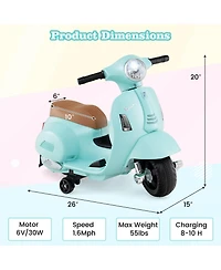 Gymax Kids Ride on Motorcycle w/ Training Wheels Headlight Horn 6V Battery