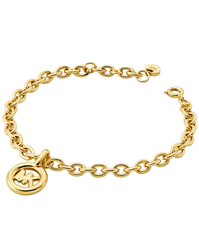 Michael Kors Gold-Tone Logo Charm Chain Bracelet