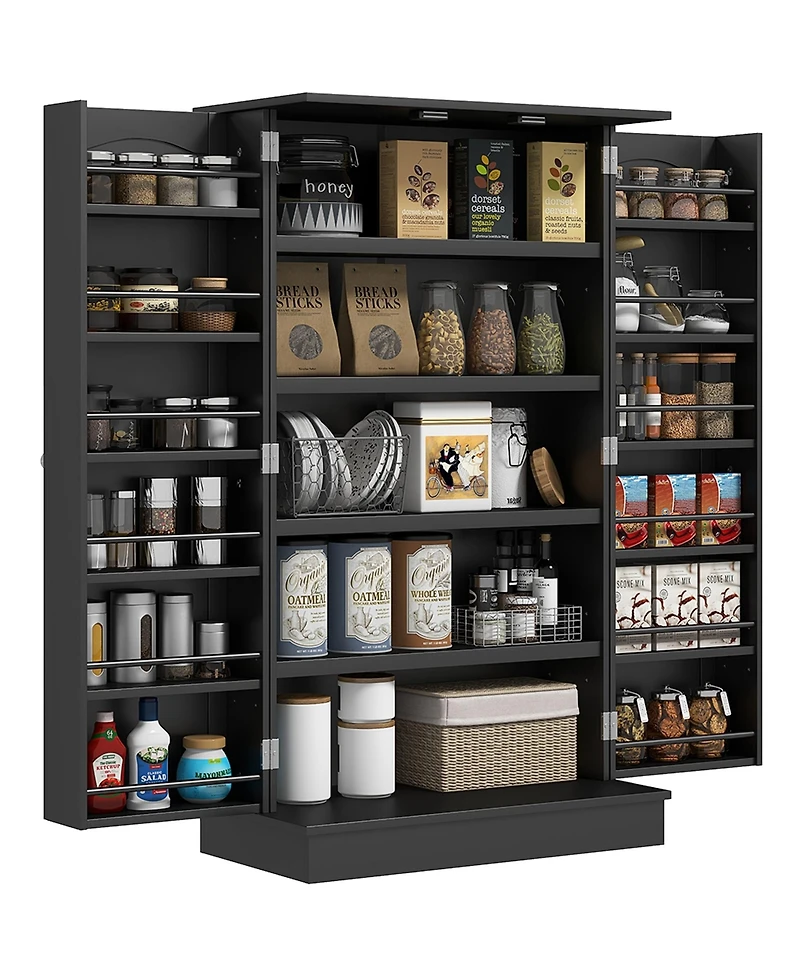 Homcom Kitchen Pantry Storage Cabinet w/ 5-tier Shelving, 12 Spice Racks
