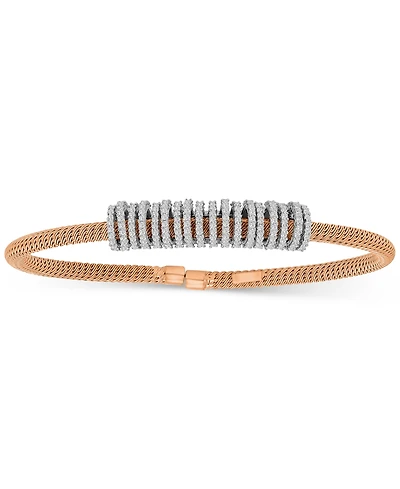 Cubic Zirconia Rondelle Woven Link Cuff Bracelet