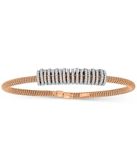 Cubic Zirconia Rondelle Woven Link Cuff Bracelet