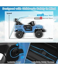 Gymax 12V Kids Ride on Truck Car w/ Remote Control Threaded Wheels 3 Speeds Led Lights