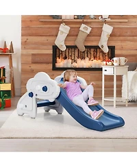 Kids Slide, Freestanding Baby Mini Play Climber Slide Set Hdpe/Anti-Slip Foot Pads/Non-Slip Widened Pedals for Indoor Outdoors Use (Blue)