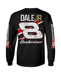 Jr Motorsports Official Team Apparel Men's Black Dale Earnhardt Jr. Budweiser Long Sleeve T-Shirt