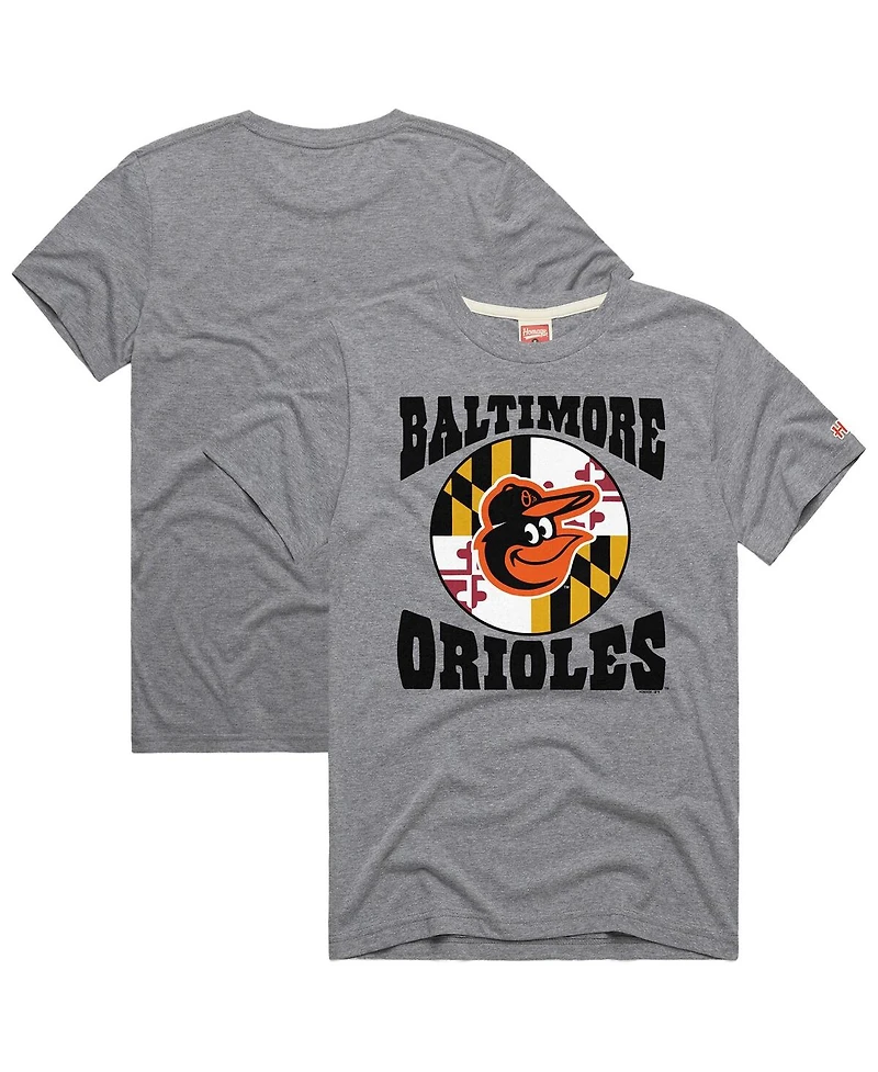 Homage Men's Gray Baltimore Orioles Hyper Local Tri-Blend T-Shirt