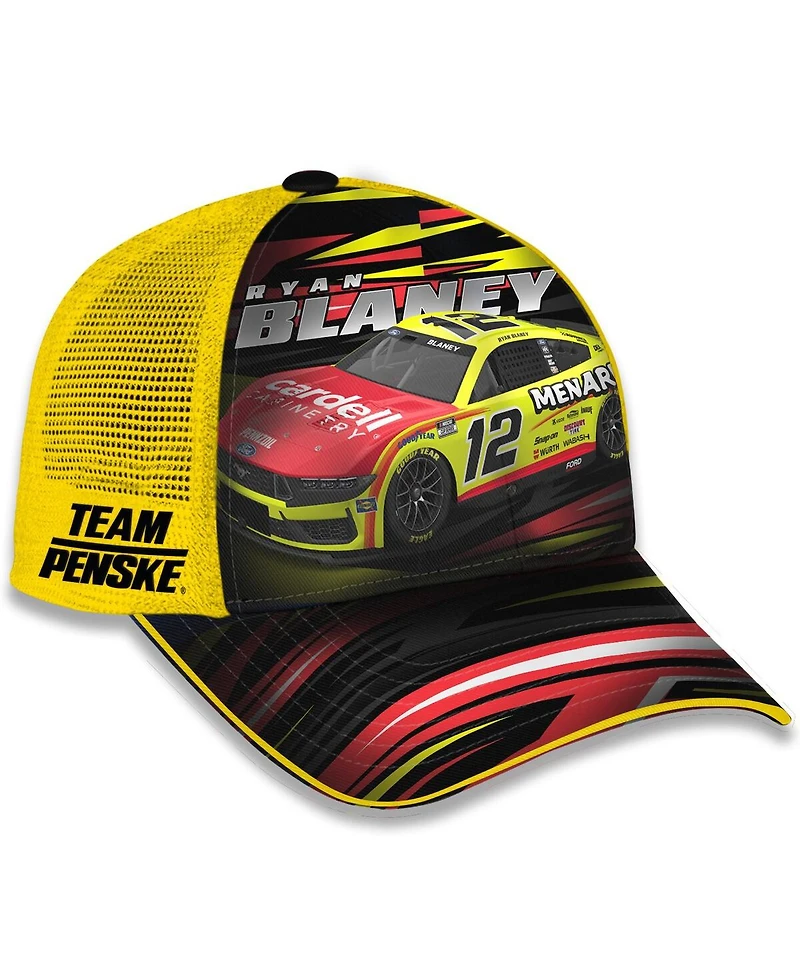 Checkered Flag Sports Men's and Women's Yellow Ryan Blaney Menards Trucker Adjustable Hat