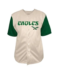 Fanatics Men's Cream Philadelphia Eagles Vintage Full-Button Short Sleeve Shirt