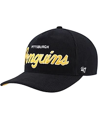 '47 Brand Men's Black Pittsburgh Penguins Crosstown Corduroy Hitch Adjustable Hat