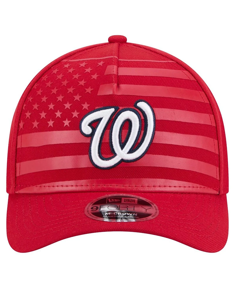 New Era Men's Red Washington Nationals American Flag 9FORTY M-Crown A-Frame Adjustable Hat