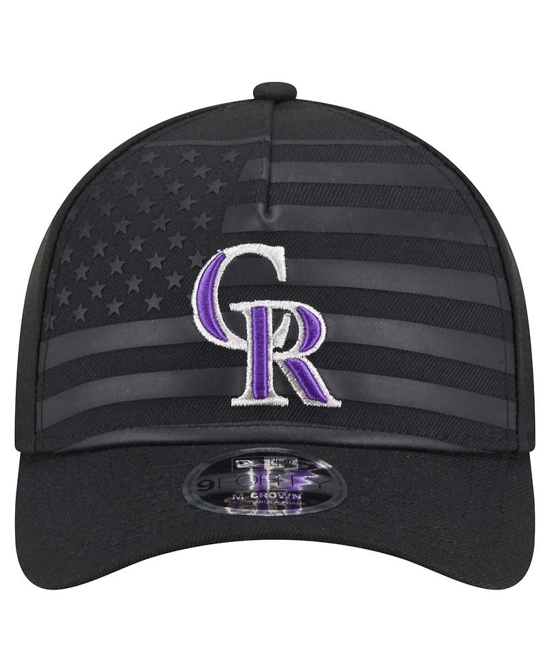 New Era Men's Black Colorado Rockies American Flag 9FORTY M-Crown A-Frame Adjustable Hat
