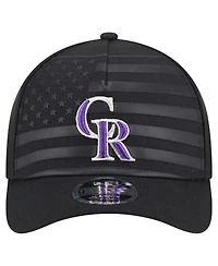 New Era Men's Black Colorado Rockies American Flag 9FORTY M-Crown A-Frame Adjustable Hat