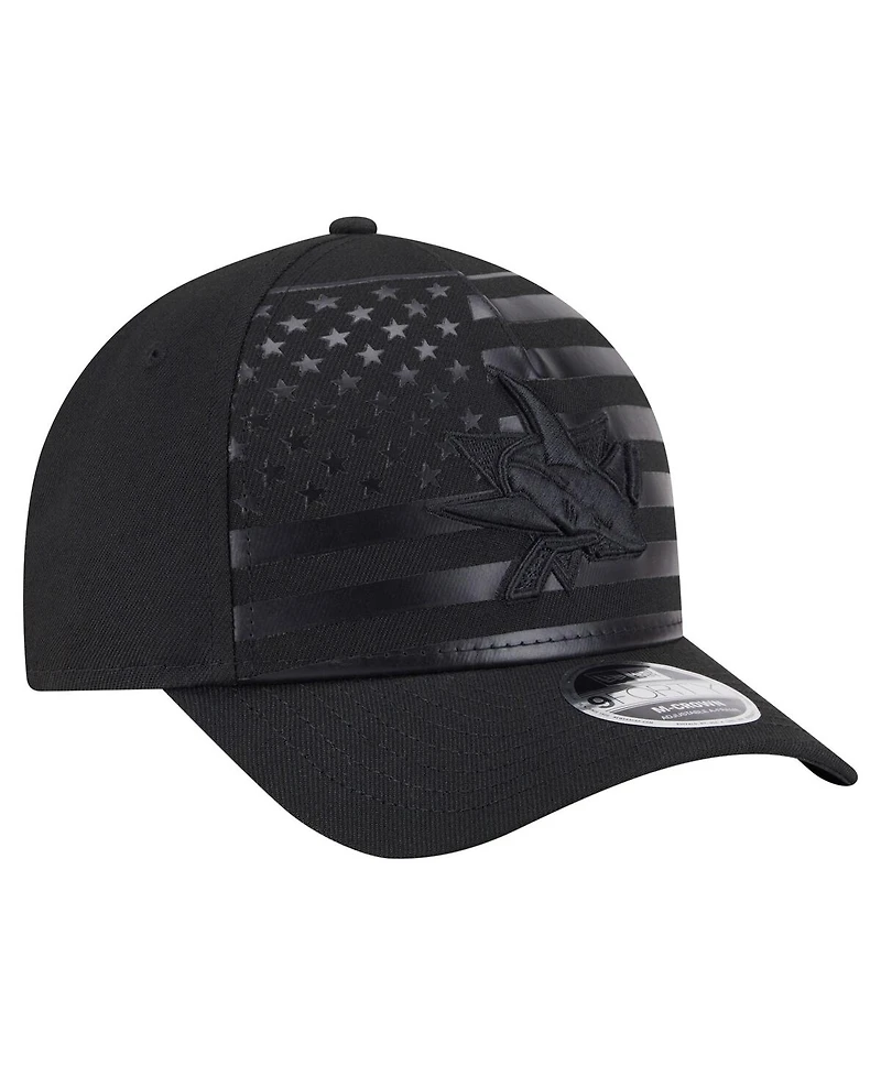 New Era Men's Black San Jose Sharks Game Day Stealth Flag 9FORTY A-Frame Adjustable Hat