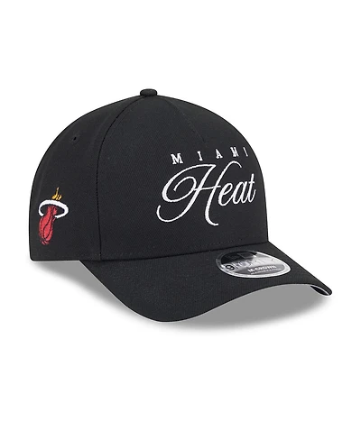 New Era Men's Black Miami Heat 2025 Nba Draft M-Crown A-Frame 9FORTY Adjustable Hat