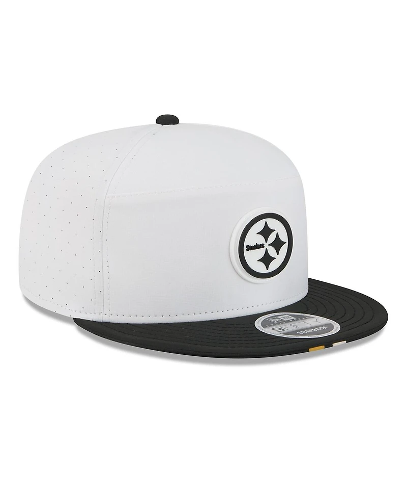 New Era Men's White/Black Pittsburgh Steelers 2025 Nfl Training Camp Split Panel 9FIFTY Snapback Hat