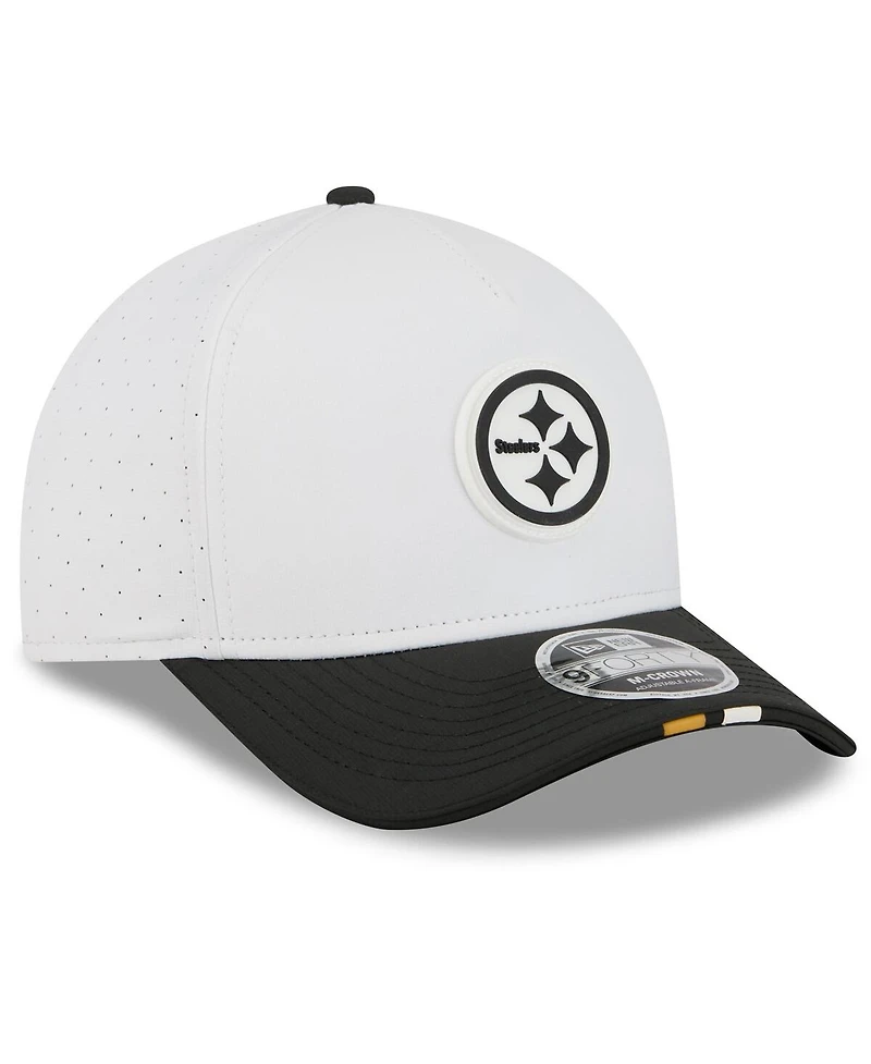 New Era Men's White/Black Pittsburgh Steelers 2025 Nfl Training Camp A-Frame 9FORTY Adjustable Hat