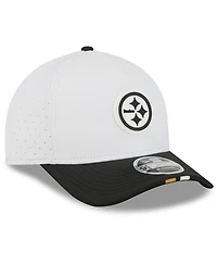 New Era Men's White/Black Pittsburgh Steelers 2025 Nfl Training Camp A-Frame 9FORTY Adjustable Hat