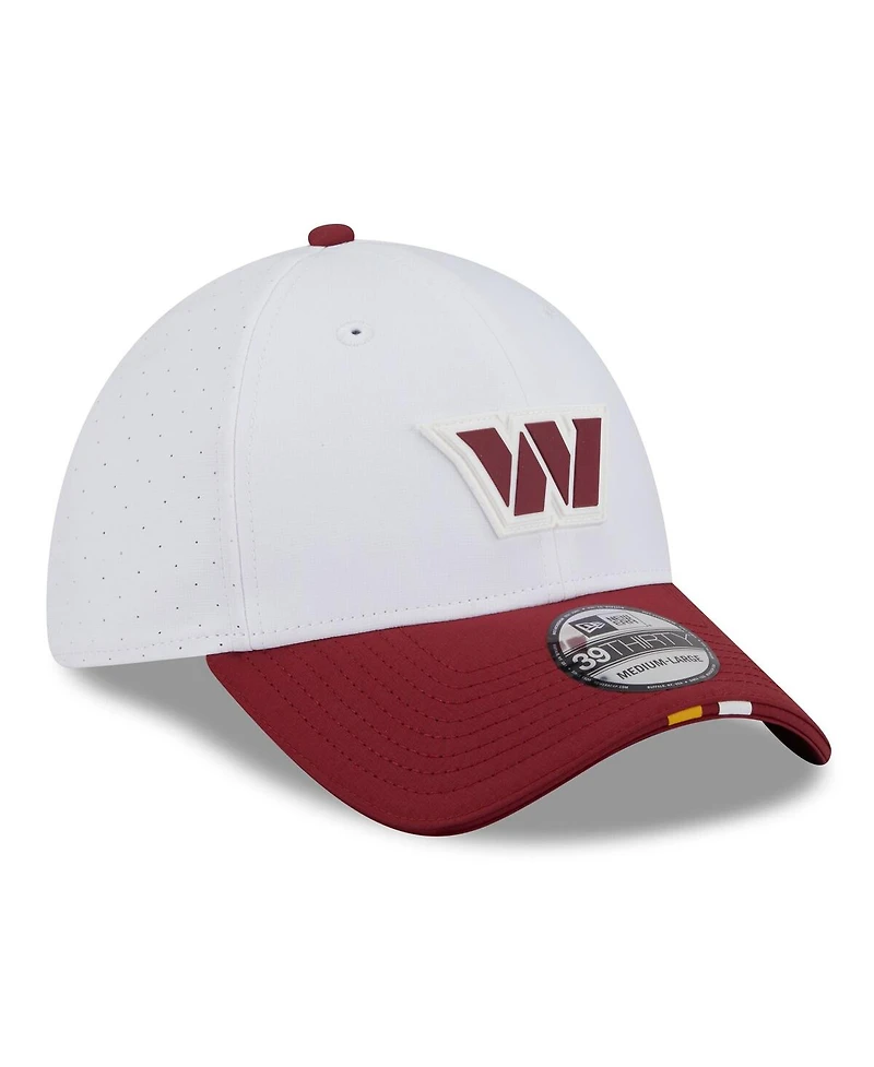 New Era Men's White/Burgundy Washington Commanders 2025 Nfl Training Camp 39THIRTY Flex Hat