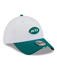 New Era Men's White/Green York Jets 2025 Nfl Training Camp 39THIRTY Flex Hat