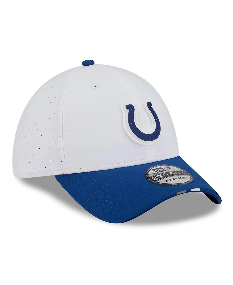 New Era Men's White/Royal Indianapolis Colts 2025 Nfl Training Camp 39THIRTY Flex Hat