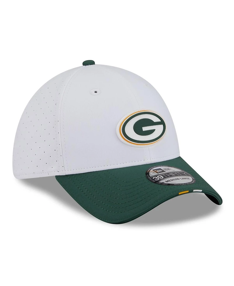 New Era Men's White/Green Bay Packers 2025 Nfl Training Camp 39THIRTY Flex Hat