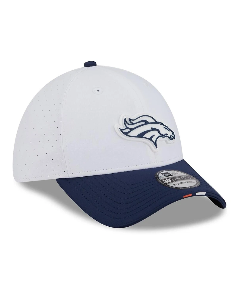 New Era Men's White/Navy Denver Broncos 2025 Nfl Training Camp 39THIRTY Flex Hat