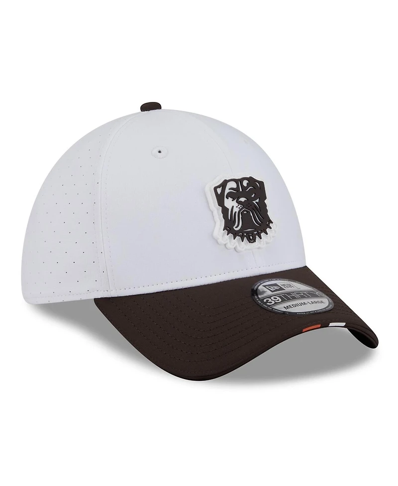 New Era Men's White/Brown Cleveland Browns 2025 Nfl Training Camp 39THIRTY Flex Hat