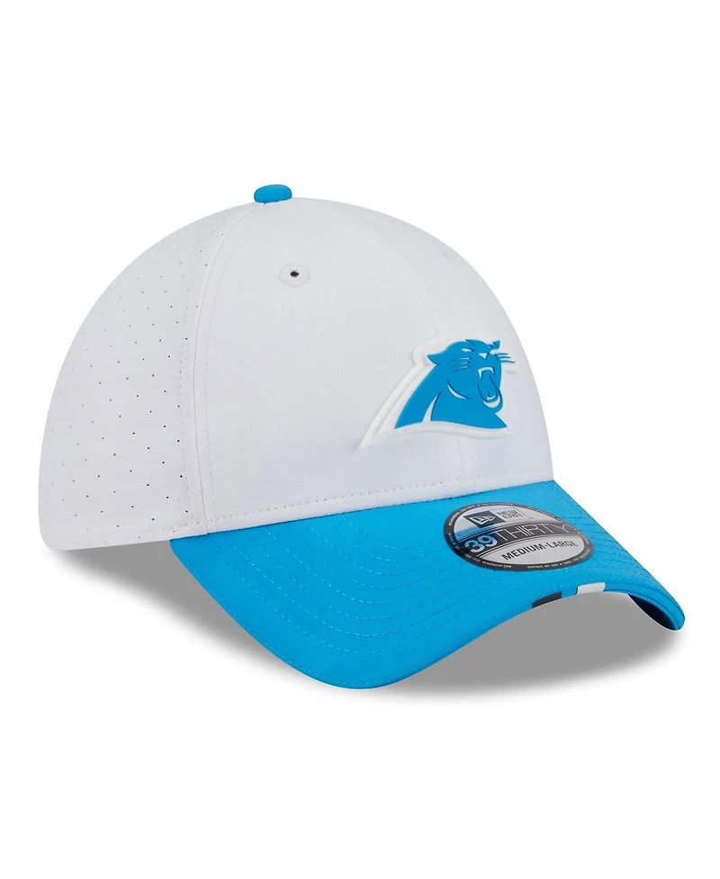 New Era Men's White/Blue Carolina Panthers 2025 Nfl Training Camp 39THIRTY Flex Hat
